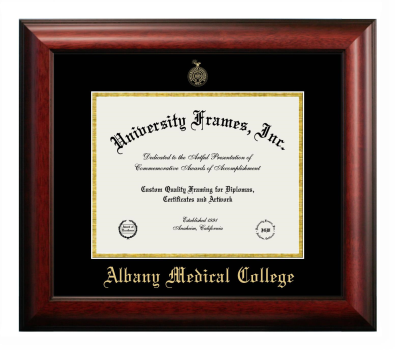 Diploma Frame in Satin Mahogany with Black & Gold Mats for DOCUMENT: 8 1/2"H X 11"W  