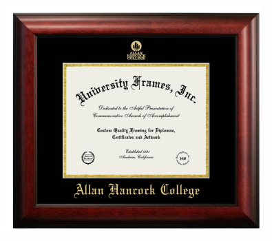 Diploma Frame in Satin Mahogany with Black & Gold Mats for DOCUMENT: 8 1/2"H X 11"W  