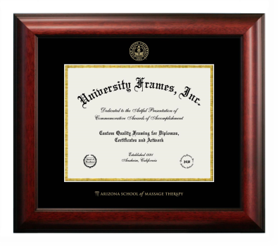 Diploma Frame in Satin Mahogany with Black & Gold Mats for DOCUMENT: 8 1/2"H X 11"W  