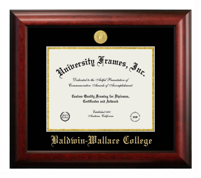 Diploma Frame in Satin Mahogany with Black & Gold Mats for DOCUMENT: 8 1/2"H X 11"W  