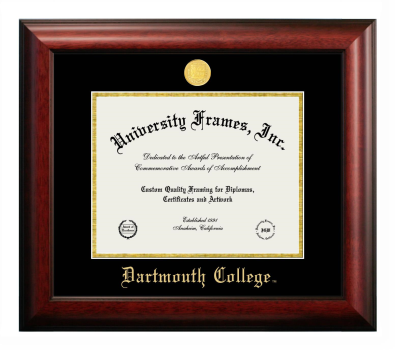 Diploma Frame in Satin Mahogany with Black & Gold Mats for DOCUMENT: 8 1/2"H X 11"W  