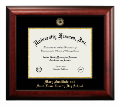 Diploma Frame in Satin Mahogany with Black & Gold Mats for DOCUMENT: 8 1/2"H X 11"W  