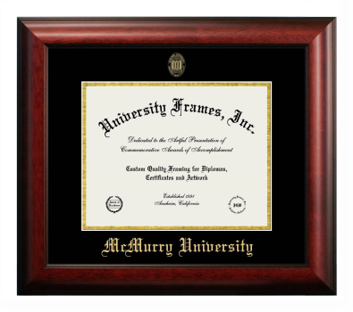 Diploma Frame in Satin Mahogany with Black & Gold Mats for DOCUMENT: 8 1/2"H X 11"W  