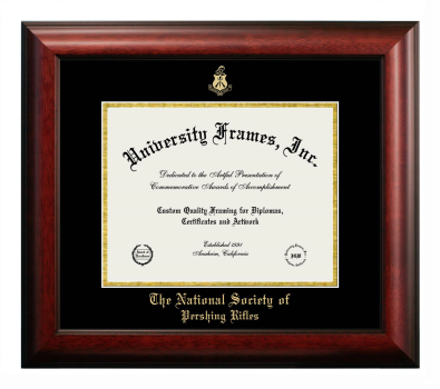 Diploma Frame in Satin Mahogany with Black & Gold Mats for DOCUMENT: 8 1/2"H X 11"W  