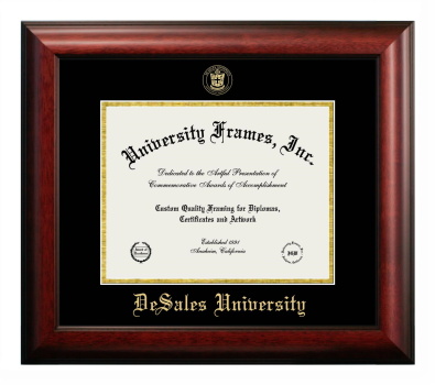 Diploma Frame in Satin Mahogany with Black & Gold Mats for DOCUMENT: 8 1/2"H X 11"W  