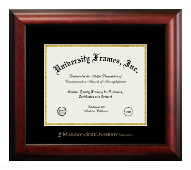 Diploma Frame in Satin Mahogany with Black & Gold Mats for DOCUMENT: 8 1/2"H X 11"W  