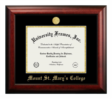 Diploma Frame in Satin Mahogany with Black & Gold Mats for DOCUMENT: 8 1/2"H X 11"W  