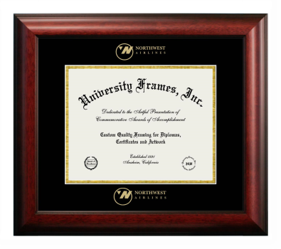 Diploma Frame in Satin Mahogany with Black & Gold Mats for DOCUMENT: 8 1/2"H X 11"W  