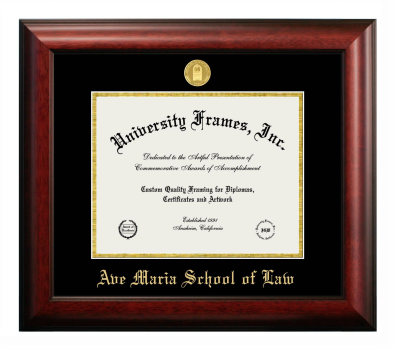 Diploma Frame in Satin Mahogany with Black & Gold Mats for DOCUMENT: 8 1/2"H X 11"W  