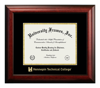 Diploma Frame in Satin Mahogany with Black & Gold Mats for DOCUMENT: 8 1/2"H X 11"W  