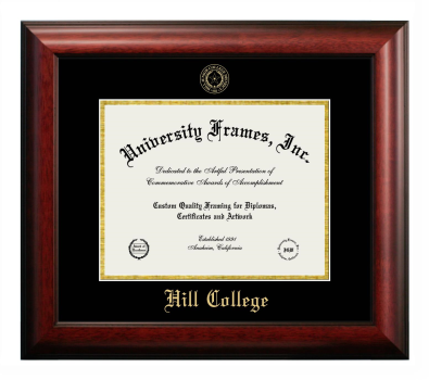 Diploma Frame in Satin Mahogany with Black & Gold Mats for DOCUMENT: 8 1/2"H X 11"W  