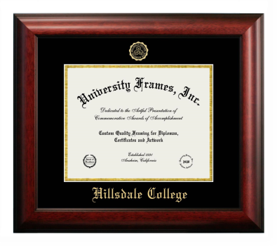 Diploma Frame in Satin Mahogany with Black & Gold Mats for DOCUMENT: 8 1/2"H X 11"W  