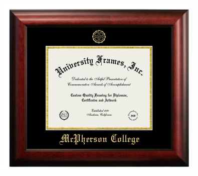 Diploma Frame in Satin Mahogany with Black & Gold Mats for DOCUMENT: 8 1/2"H X 11"W  