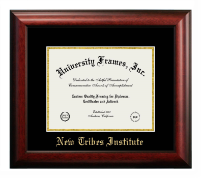 Diploma Frame in Satin Mahogany with Black & Gold Mats for DOCUMENT: 8 1/2"H X 11"W  