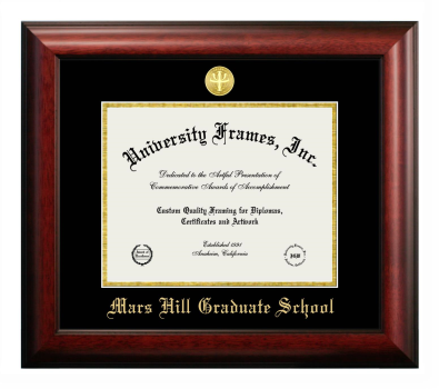 Diploma Frame in Satin Mahogany with Black & Gold Mats for DOCUMENT: 8 1/2"H X 11"W  