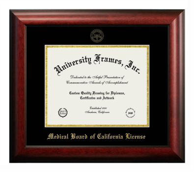 Diploma Frame in Satin Mahogany with Black & Gold Mats for DOCUMENT: 8 1/2"H X 11"W  