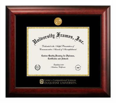 Diploma Frame in Satin Mahogany with Black & Gold Mats for DOCUMENT: 8 1/2"H X 11"W  