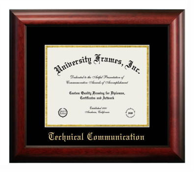 Diploma Frame in Satin Mahogany with Black & Gold Mats for DOCUMENT: 8 1/2"H X 11"W  