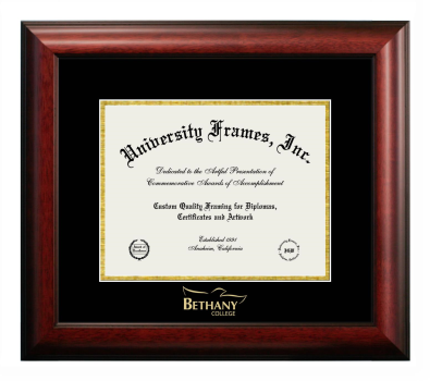 Diploma Frame in Satin Mahogany with Black & Gold Mats for DOCUMENT: 8 1/2"H X 11"W  