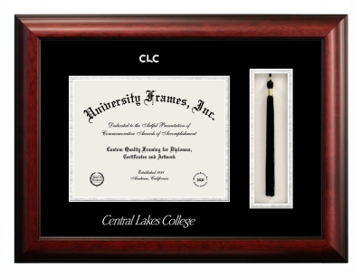 Diploma with Tassel Box Frame in Satin Mahogany with Black & Silver Mats for DOCUMENT: 8 1/2"H X 11"W  