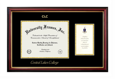 Diploma with Announcement Frame in Petite Mahogany with Gold Trim with Black & Gold Mats for DOCUMENT: 8 1/2"H X 11"W  ,  7"H X 4"W  