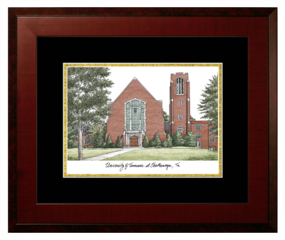 Lithograph Only Frame in Honors Mahogany with Black & Gold Mats