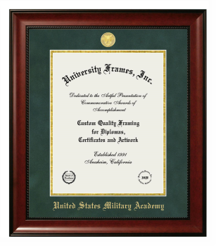 Diploma Frame in Avalon Mahogany with Green Suede & Gold Mats for DOCUMENT: 14"H X 11"W  