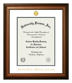 Diploma Frame in Satin Walnut with White & Forest Green Mats for DOCUMENT: 14"H X 11"W  