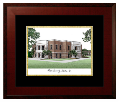 Mercer University Robert McDuffie Center for Strings Lithograph Only Frame in Honors Mahogany with Black & Gold Mats