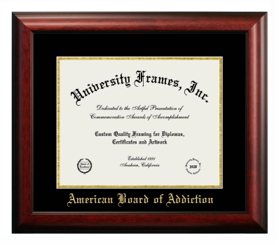 Diploma Frame in Satin Mahogany with Black & Gold Mats for DOCUMENT: 11"H X 14"W  