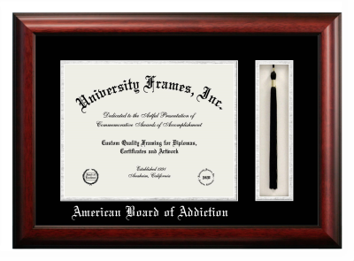 Diploma with Tassel Box Frame in Satin Mahogany with Black & Silver Mats for DOCUMENT: 11"H X 14"W  