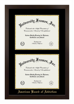 Double Degree (Stacked) Frame in Manhattan Espresso with Black & Gold Mats for DOCUMENT: 11"H X 14"W  , DOCUMENT: 11"H X 14"W  