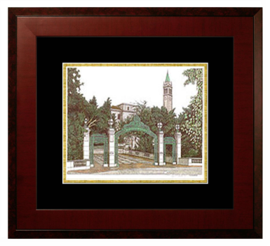 Lithograph Only Frame in Honors Mahogany with Black & Gold Mats